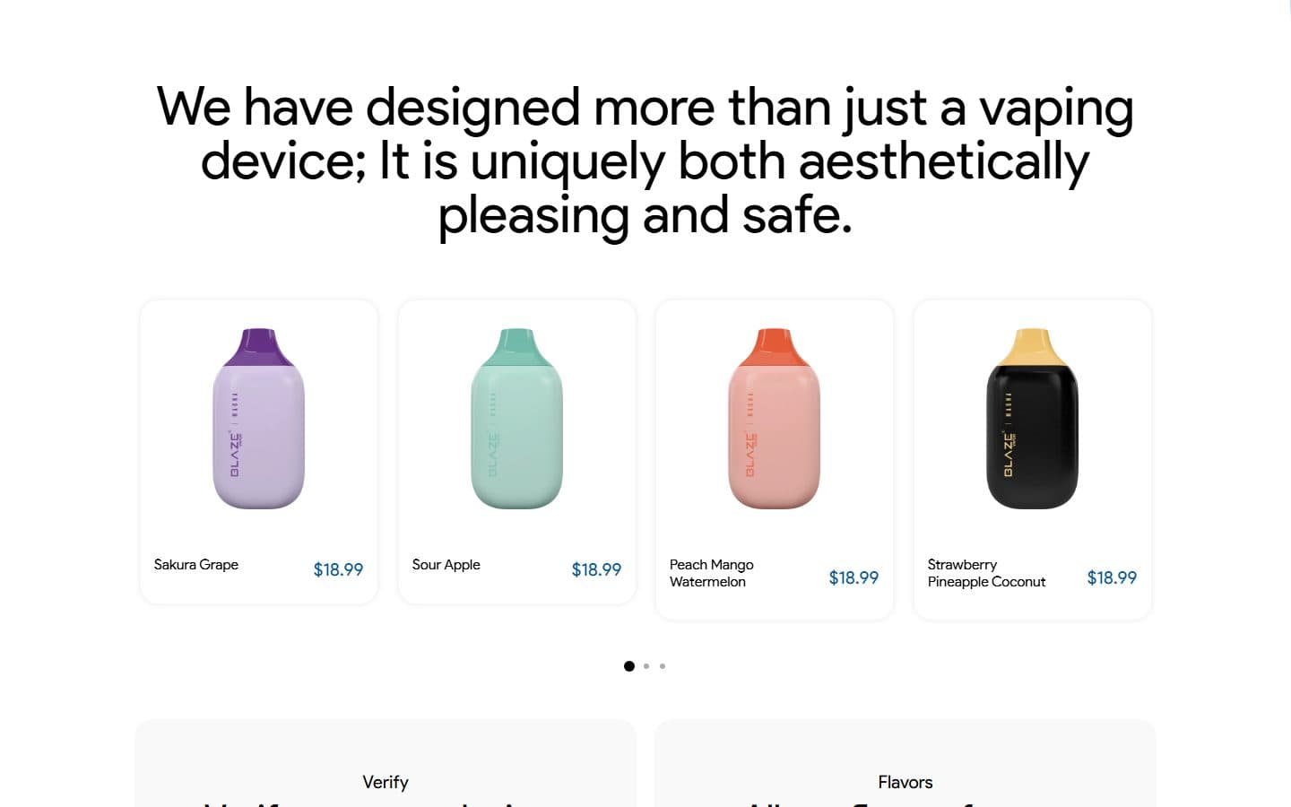 Sección 1 del sitio de Blaze Vapor
