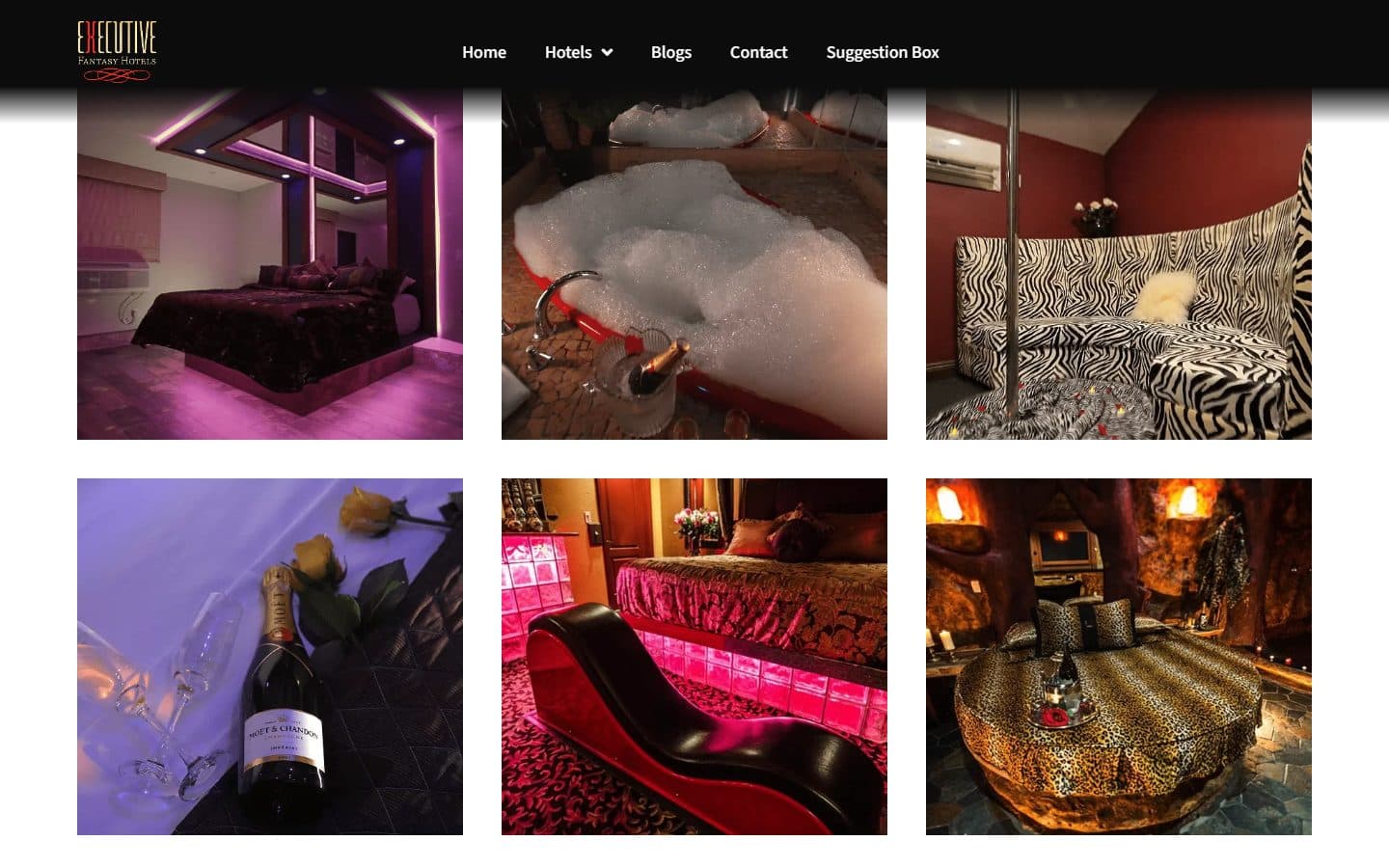 Sección 2 del sitio de Executive Fantasy Hotels