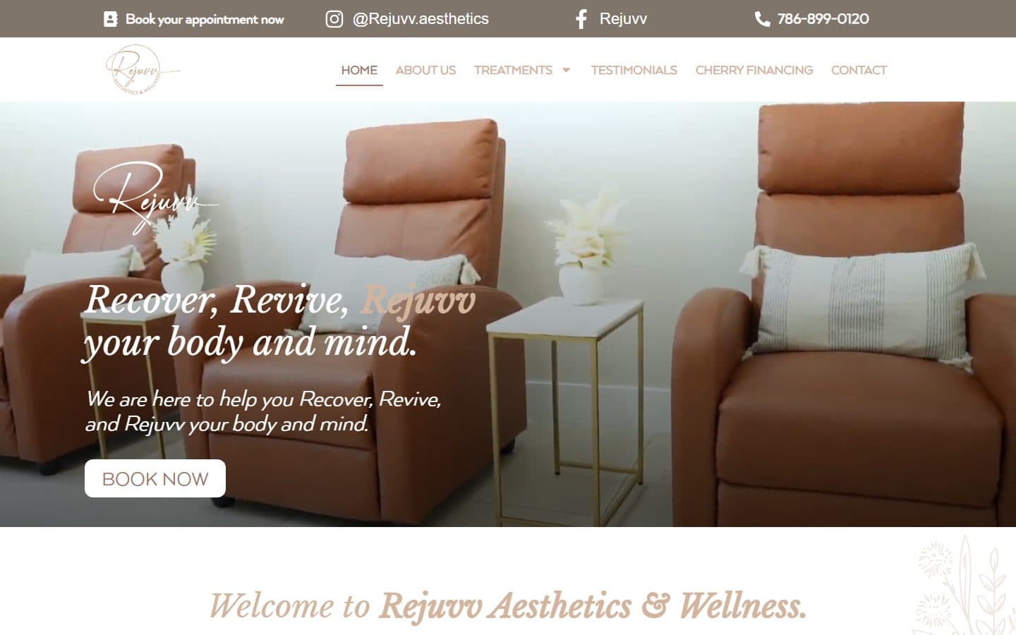 Portada del sitio de Rejuvv Aesthetics & Wellness