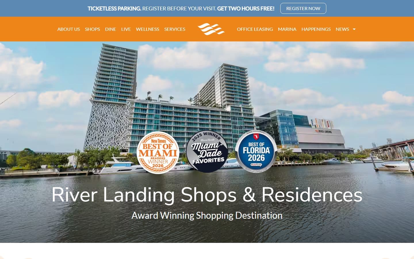Portada del sitio de River Landing Miami