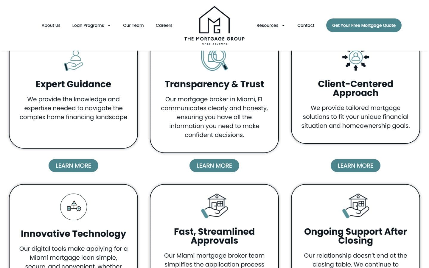The Mortgage Group website, section 1